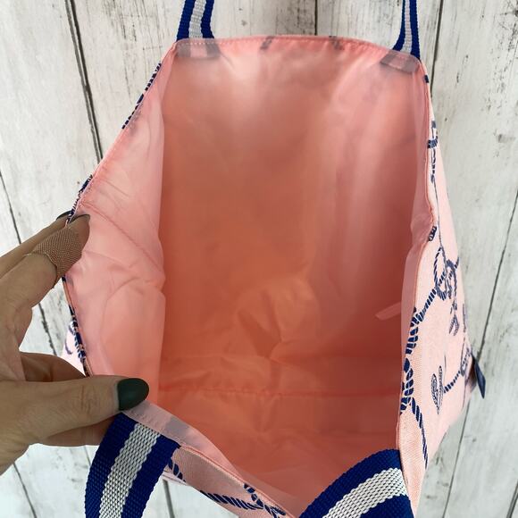 NWT Estée Lauder Pink Nautical Canvas Beach Tote Travel Bag - Picture 9 of 16